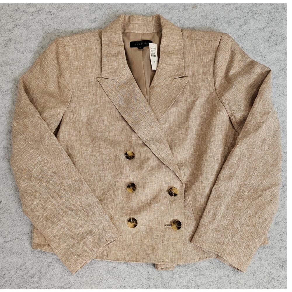 Talbots Cropped 100% Linen Blazer Jacket, 6 Button, Womens Sz 16, New, NWT - Picture 12 of 12